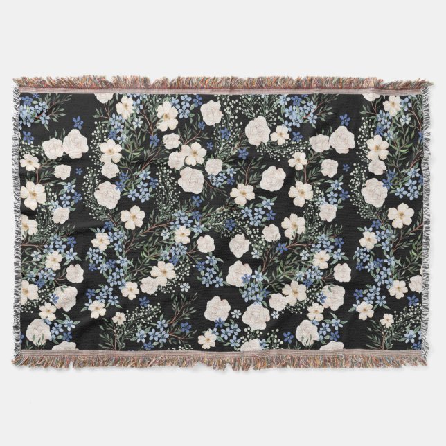 Wildblumen mit Blumenwasser Rosa blaue Blätter Decke (Vorderseite)