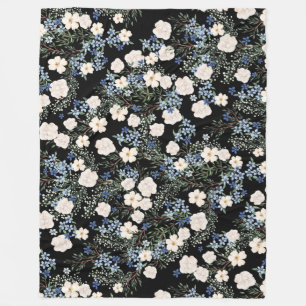 Wildblumen mit Blumenwasser Rosa blaue Blätter Fleecedecke