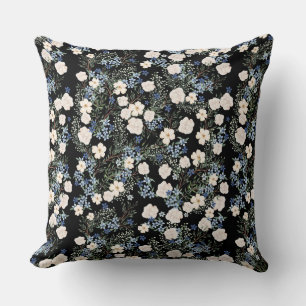 Wildblumen mit Blumenwasser Rosa blaue Blätter Kissen