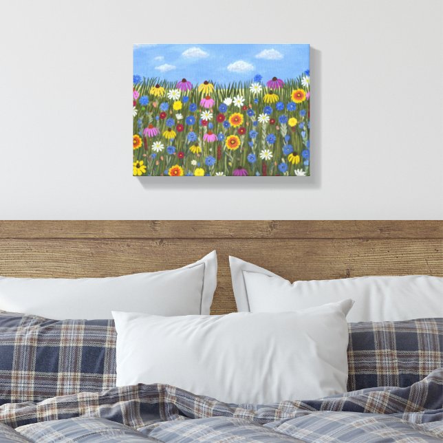 Wildblumen mit Daisis Leinwanddruck (Insitu (Schlafzimmer))