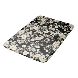 Wildblumen mit floralen Blume Blätter Schwarzer Hi Badematte