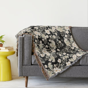 Wildblumen mit floralen Blume Blätter Schwarzer Hi Decke