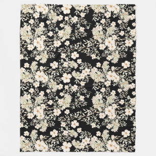Wildblumen mit floralen Blume Blätter Schwarzer Hi Fleecedecke