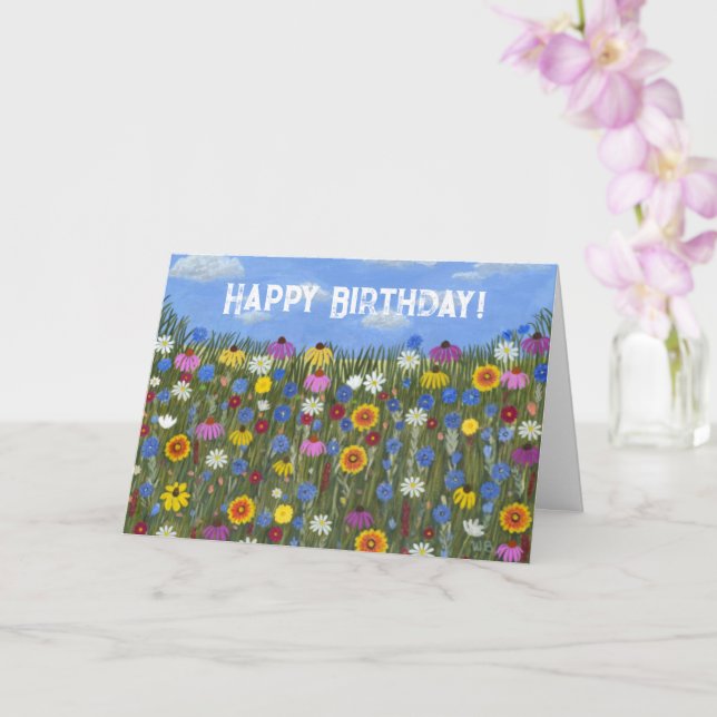 Wildblumen mit geklappter Tageskarte Karte (Orchidee)