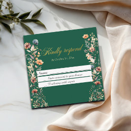 Wildblumen mit Goldbriefen für RSVP-Karten Mitteilungskarte