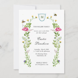 Wildblumen mit Monogramm Osterfest Ankündigung