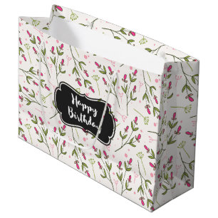 Wildblumen mit rosa und grünem langen Stechen Gebu Große Geschenktüte