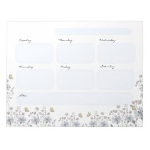 Wildblumen mit Schmetterling Notizblock