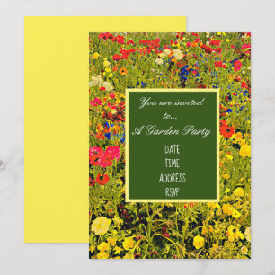 Wildblumen moderne Design-Gartenparty Einladung