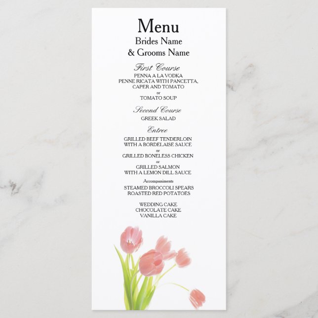 Wildblumen Moderne, elegante Hochzeitsideen Menükarte (Vorderseite)