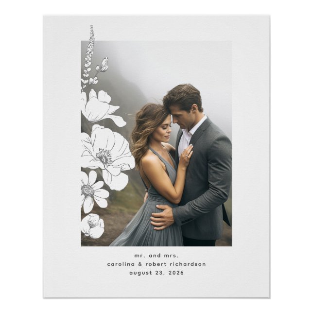 Wildblumen Moderne Hochzeitfotografie Poster (Vorderseite)