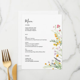 Wildblumen Moderne Speisekarte mit Monogramm auf d Menükarte