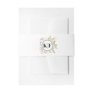 Wildblumen Monogram Wedding Einladungsbanderole