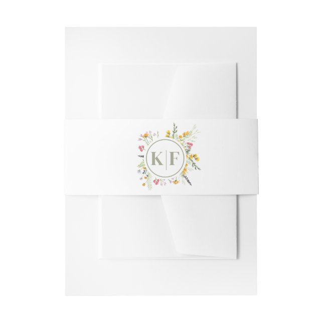 Wildblumen Monogram Wedding Einladungsbanderole (Vorderseite Beispiel)