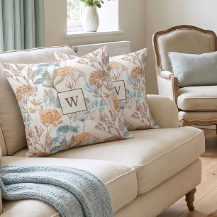 Wildblumen-Monogramm Botanisch Kissen