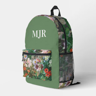 Wildblumen-Monogramm Elegant Bedruckter Rucksack