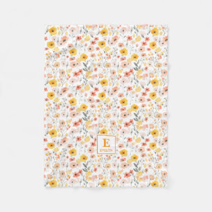 Wildblumen-Monogramm-Flanelldecke Fleecedecke