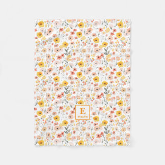 Wildblumen-Monogramm-Flanelldecke Fleecedecke