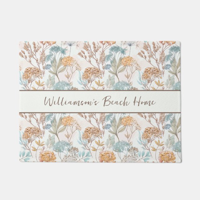 Wildblumen-Monogramm-Name Botanisch Fußmatte (Vorderseite)