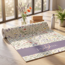 Wildblumen-Monogramm-Name Lila Wasserfarbe