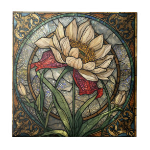 Wildblumen-Mosaik-Buntglas-Botanik-Blumen Fliese