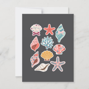 Wildblumen Muschel Sommer Stimmung Florale Strand Postkarte