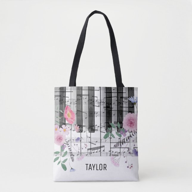 Wildblumen Musiknoten Piano Tasche (Vorderseite)