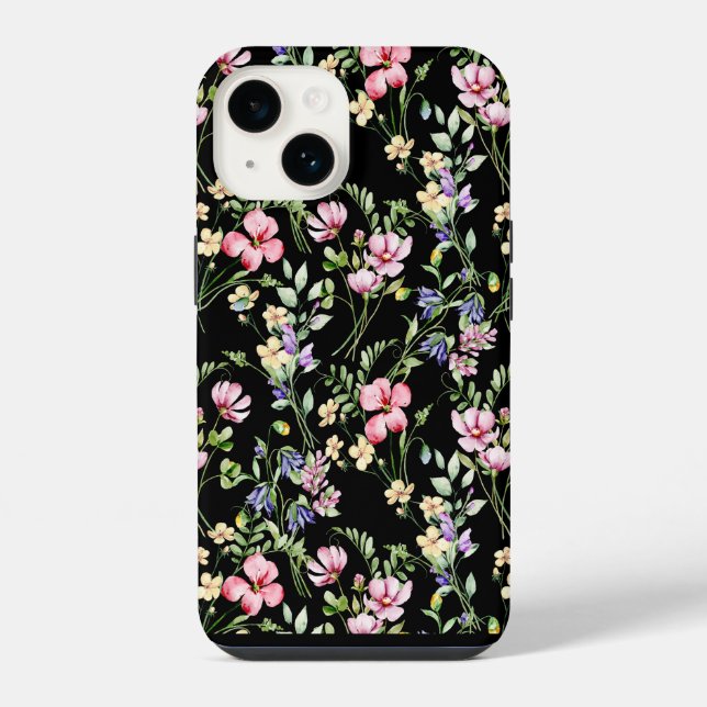 Wildblumen-Muster iPhone 14 Hülle (Rückseite)