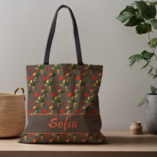 Wildblumen-Muster Mohn braun Tasche