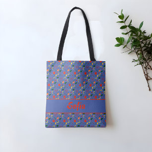 Wildblumen Muster Mohnname Blue Tote Tasche