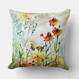 Wildblumen Natur Kunst warme Farben Kissen