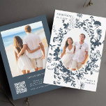 Wildblumen Navy Silhouette 2 Foto Hochzeit Save The Date<br><div class="desc">Diese elegante Hochzeitsreise Save the Date lädt zu wunderschönen Wildblumen und Silhouetten der Marine ein,  als ovaler Rahmen mit Foto. Für eine weiter gehende Anpassung dieses Designs klicken Sie bitte auf den BUTTON BLAU DESIGN TOOL oben! Matching-Elemente sind ebenfalls verfügbar.</div>
