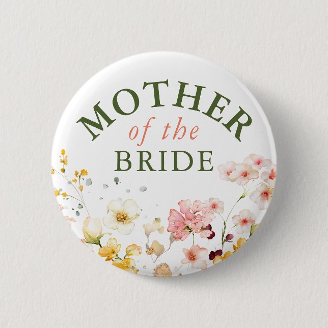 Wildblumen Niedlich farbig jedes Party Button (Vorderseite)