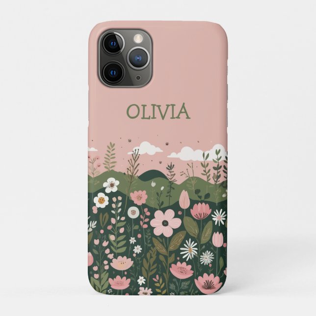 Wildblumen niedlicher Cartoon Personalisiert Case-Mate iPhone Hülle (Rückseite)