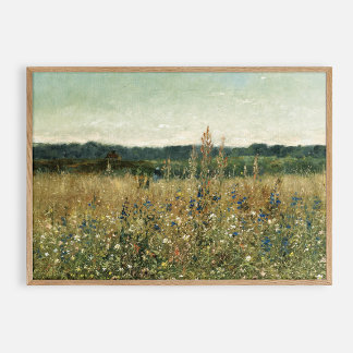 Wildblumen. Öl auf Leinwand. Vintage Wiese Poster