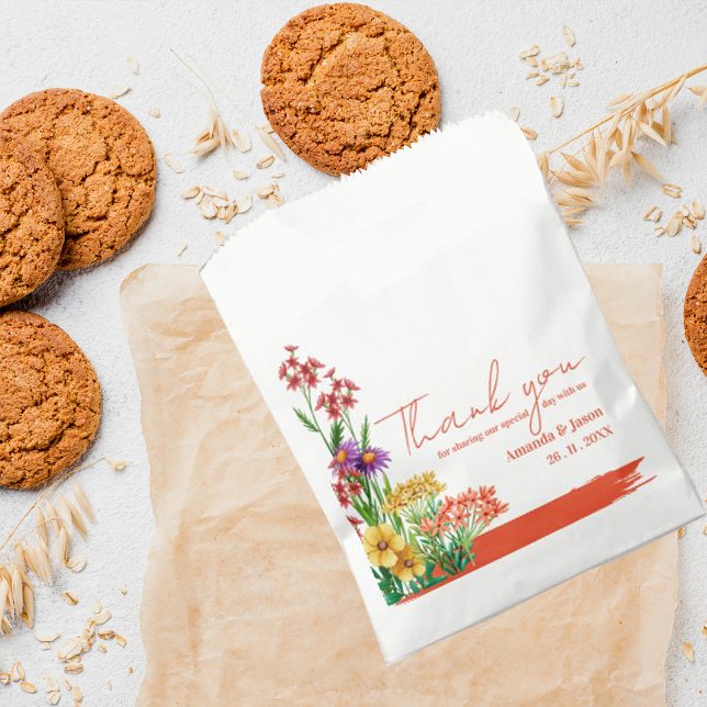 Wildblumen Orange Yellow Floral Wedding Party Geschenktütchen (Von Creator hochgeladen)