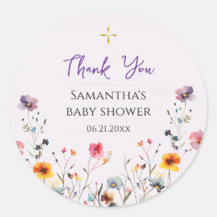 Wildblumen Orthodoxe Christliche Babydusche Runder Aufkleber