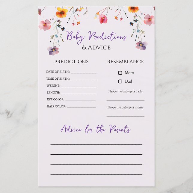 Wildblumen Orthodoxe Kinderdusche Vorhersagen Spie (Vorderseite)