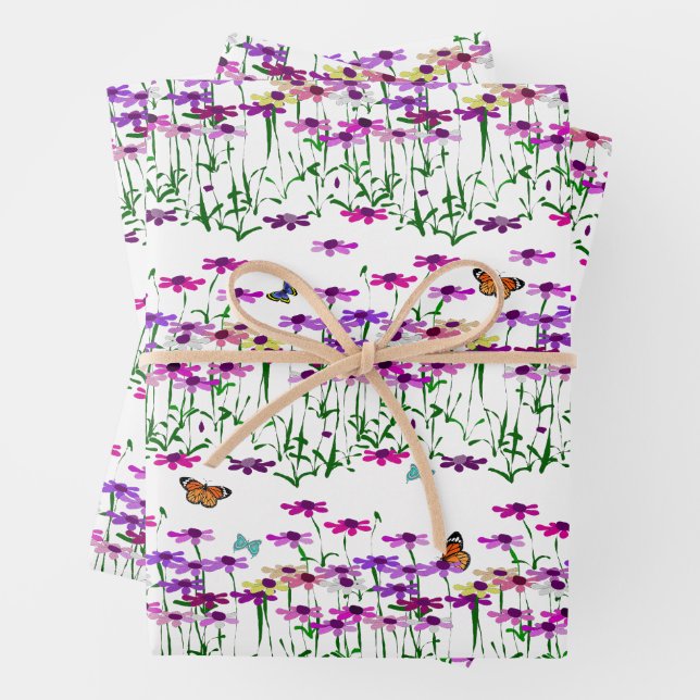 Wildblumen Papierblätter Geschenkpapier Set (Beispiel)