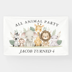 Wildblumen-Party-Tier-Safari-Geburtstag Banner
