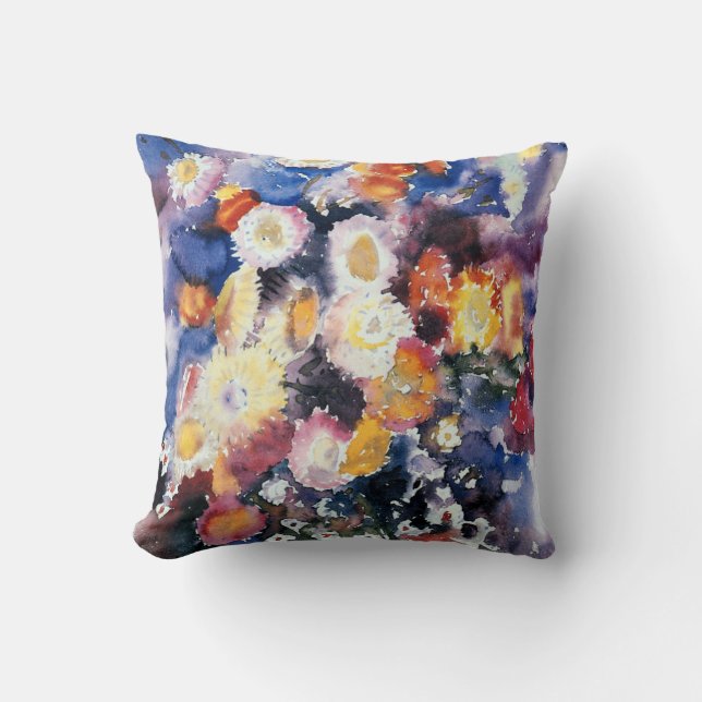 Wildblumen, pastellfarbene Aquarellmalerei Kissen (Vorderseite)