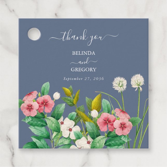 Wildblumen Periwinkle Dusty Blue Wedding Geschenkanhänger (Vorderseite)