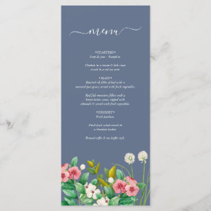 Wildblumen Periwinkle Dusty Blue Wedding Menükarte
