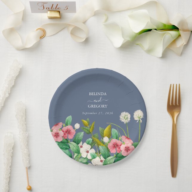 Wildblumen Periwinkle Dusty Blue Wedding Pappteller (Hochzeit)