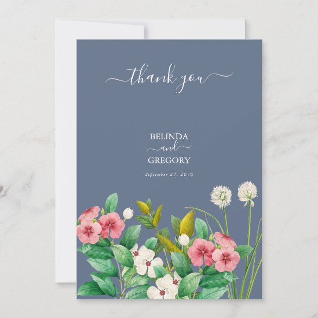 Wildblumen Periwinkle Dusty Blue Wedding Save The Date (Vorderseite)