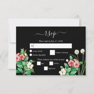 Wildblumen Periwinkle Wasserfarbe Schwarz RSVP Karte