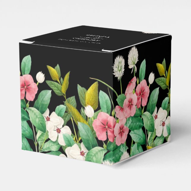 Wildblumen Periwinkle Watercolor Black Wedding Geschenkschachtel (Vorderseite)