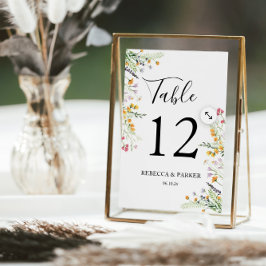 Wildblumen personalisiert Hochzeit Tischnummer