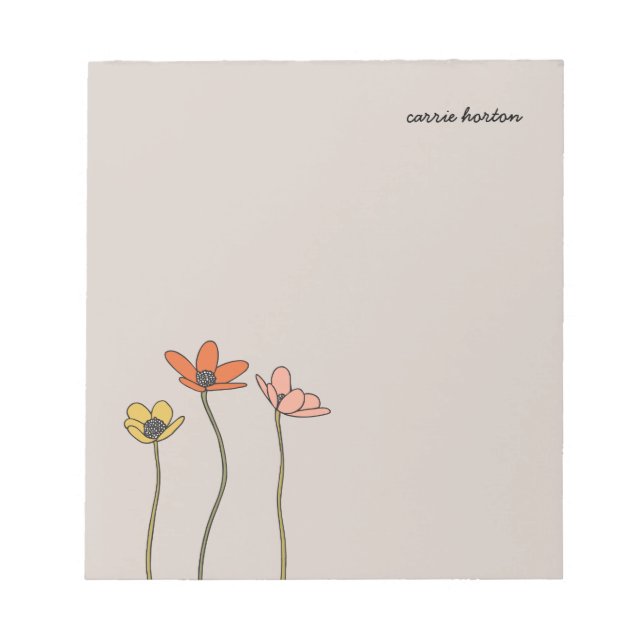 Wildblumen Personalisiert Notepad Notizblock (Vorderseite)