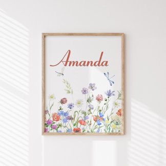Wildblumen Personalisierter Individuelle Name Poster